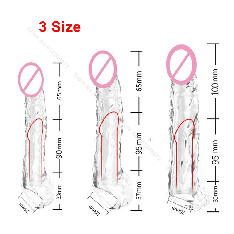 Male Extend Sleeve Penis Extender Condoms Reusable Dildo Enhancer Sex Toys For Men Delay Ejaculation Cock Nozzle