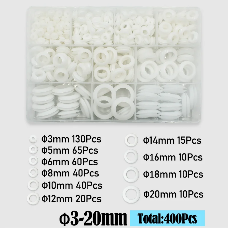 400/90 Stück Gummitülle Firewall Loch Elektrodraht Tülle Sanitär Dichtungssatz 3–20 mm Hochtemperatur-O-Ring-Dichtungsscheibe – Detail 8