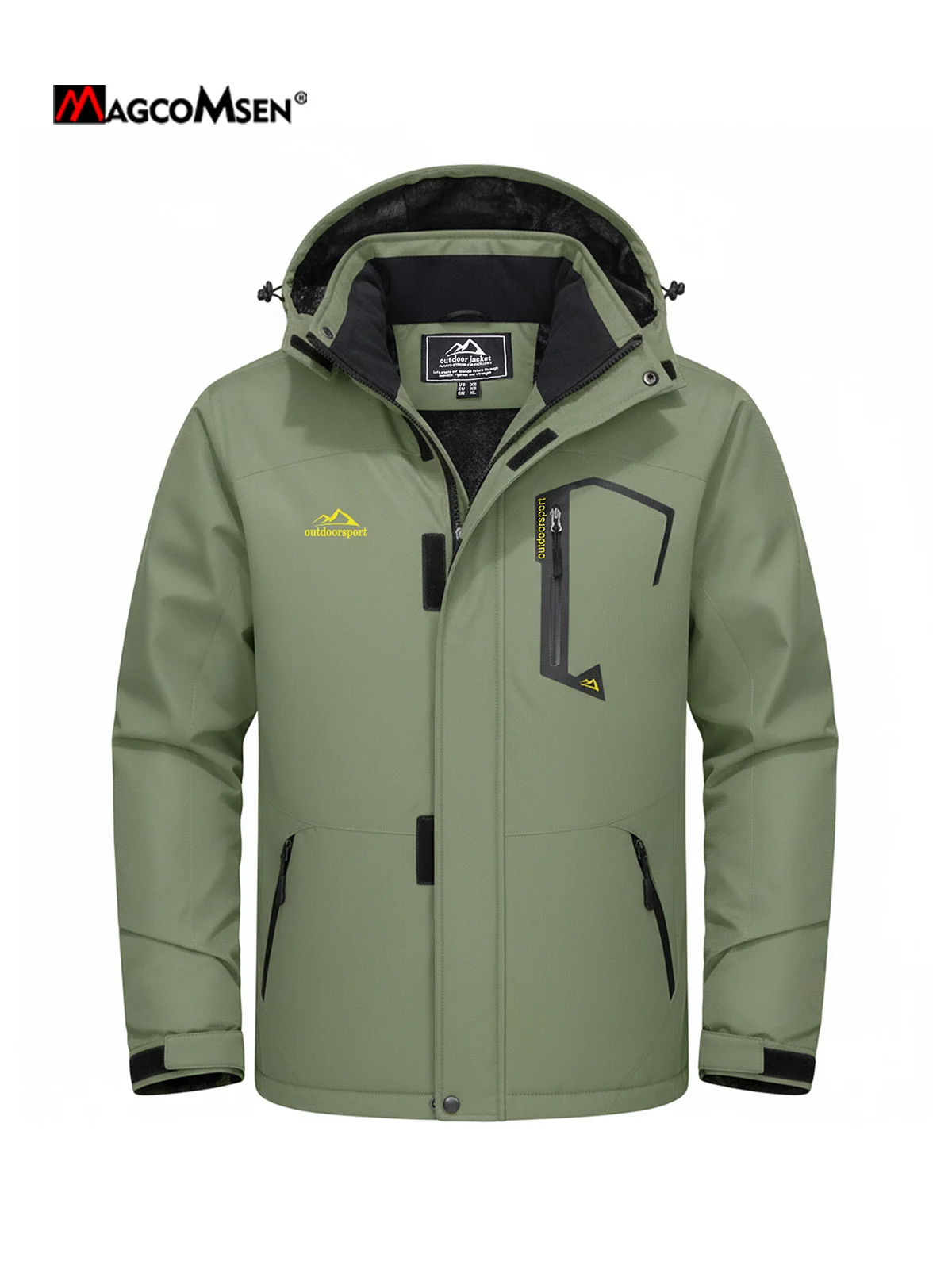 MAGCOMSEN Chaqueta de esquí para Hombre con Capucha de Lana Impermeable Cálido Engrosado Parka Cálida Chaqueta de Caminar en Nieve de Invierno