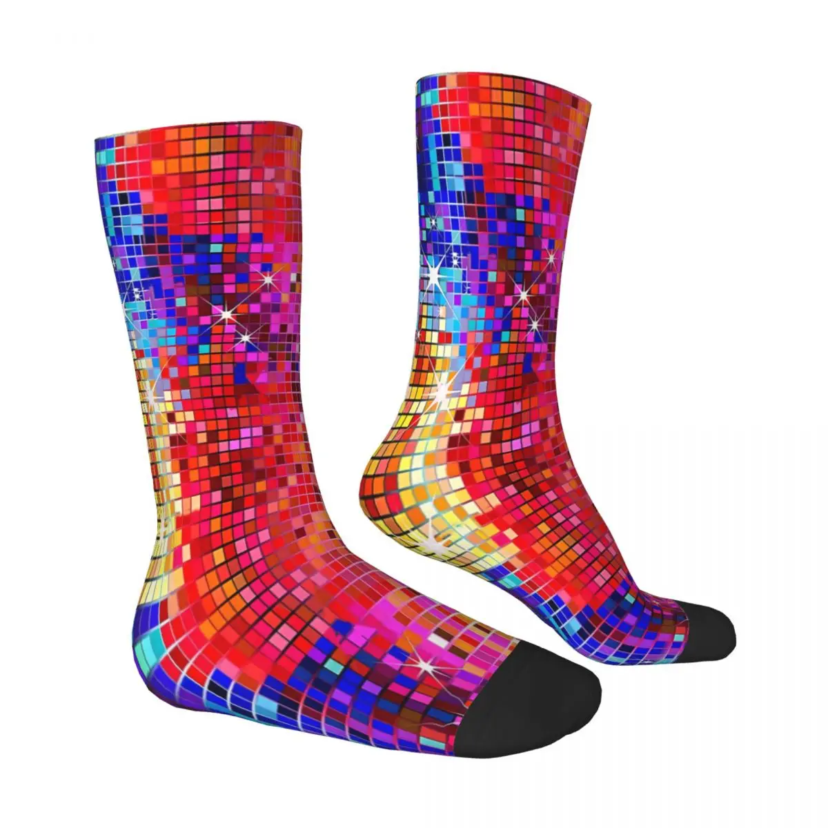 Image Of Metallic Colorful Sequins Look Disco Ball Image Glitter Pattern Sequins Socks Male Mens Women Spring Stockings Printed