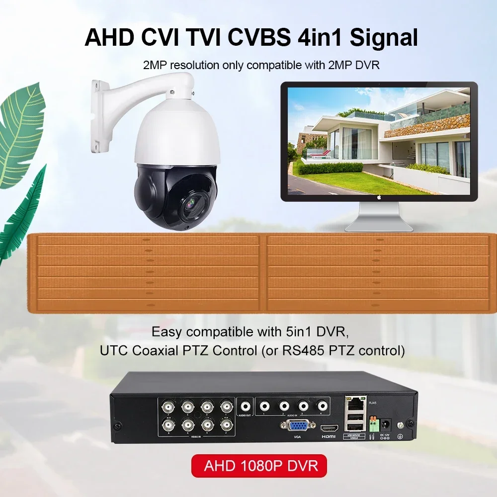 AHD 5MP Speed Dome PTZ Camera AHD CVI TVI CVBS 4IN1 Outdoor Video Surveillance Camera 30X Zoom Auto Focus Coaxial RS485 PTZ Cont