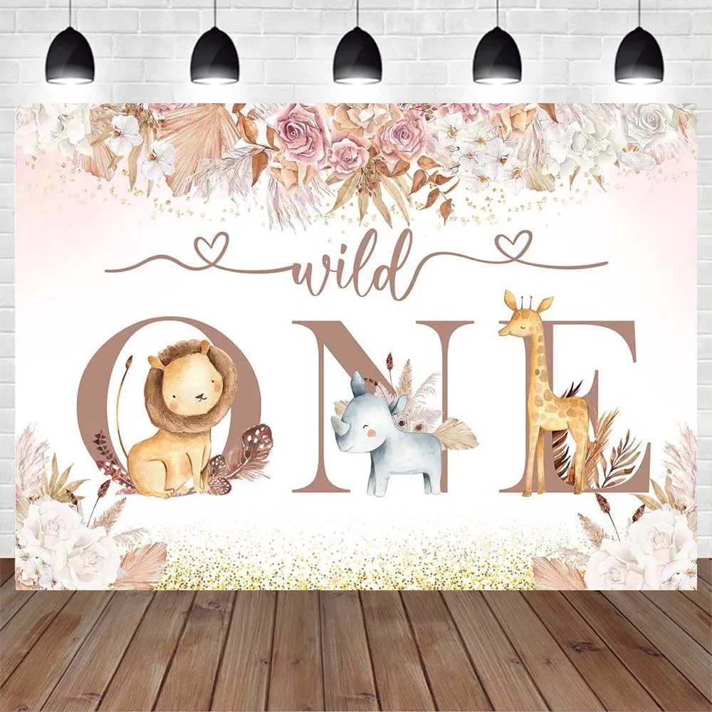 Mocsicka Wild One Baby 1st Birthday Party Background Decor Bohemian Baby Shower Backdrop Boho Flowers Studio Photography Props