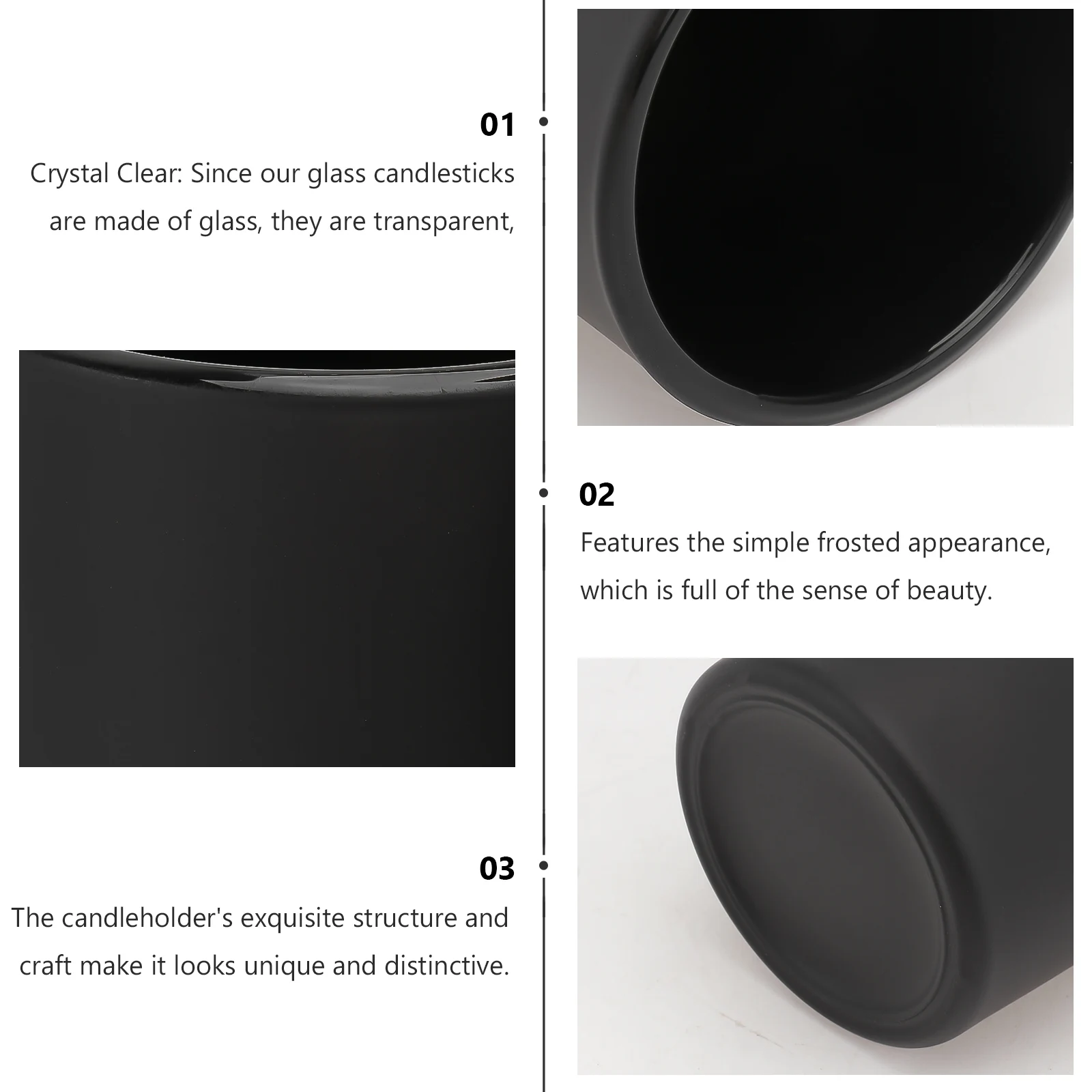 

4Pcs Frosted Black Candleholder Simple Glass Candlestick Romantic Home Table Decor Wedding Party Scene Decoration