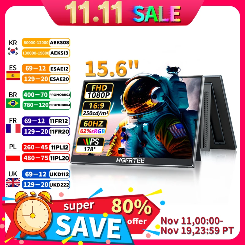 yZ[zHGFRTEE 15.6 C` |[^u j^[ 60Hz 1080P HDMI USB-C Q[ʊgfBXvC PC bvgbv Mac Switch Xbox PS4/5 p