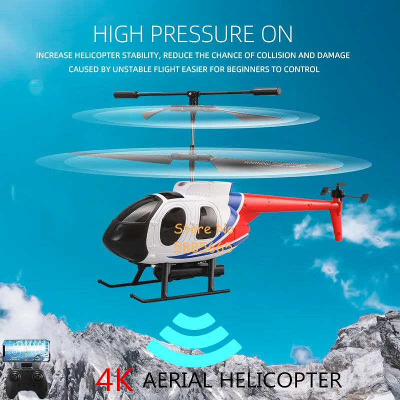 4K HD Aerial Photography Remote Control Helicopter Toy 2.4G 3.5CH Air Pressure Fixed Attitude LED Lighting RC Helicopter Model