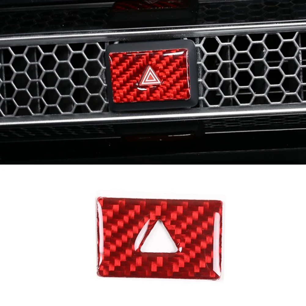 For 11Th Gen Honda Civic 2022 Carbon Fiber Warning Light Switch Button Cover Trim Sticker Frame Accessories,Red