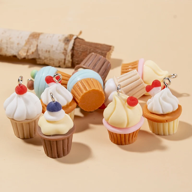 10pcs 3D Fruit Cake Resin Charms for DIY Jewelry Making