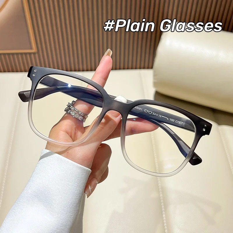 

Fashion Large Frame Plain Glasses Premium Sense Anti-blue Light Glasses Ultra Light and Comfortable Women's Grade Glasses
