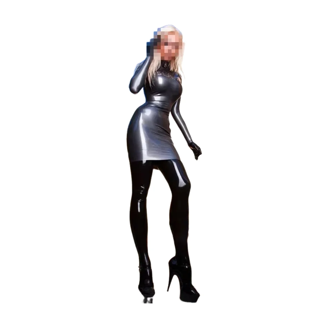 

Latex Dress Women Summer Dress Back Zip