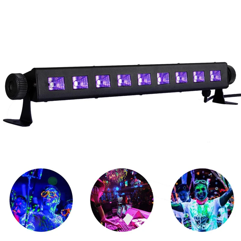 LED UV Remote Black Light 30W 9LED Bar Glow Dark Party DMX Stage Lighting Effect DJ Disco Birthday Wedding Holiday Blacklight