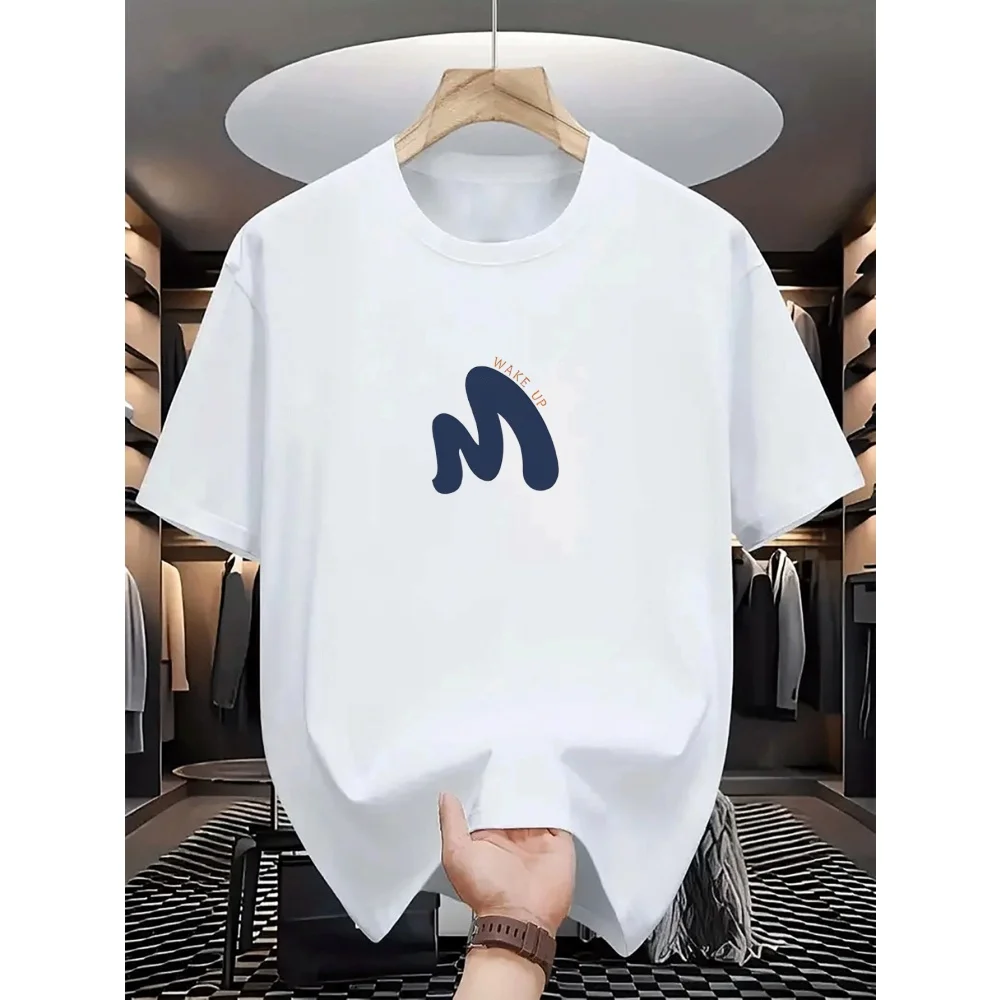 Einfaches Herren-T-Shirt für Freizeitkleidung, Rundhals-Kurzarm-Oberteil, Atmungsaktives Sport-T-Shirt für den Alltag im Freien