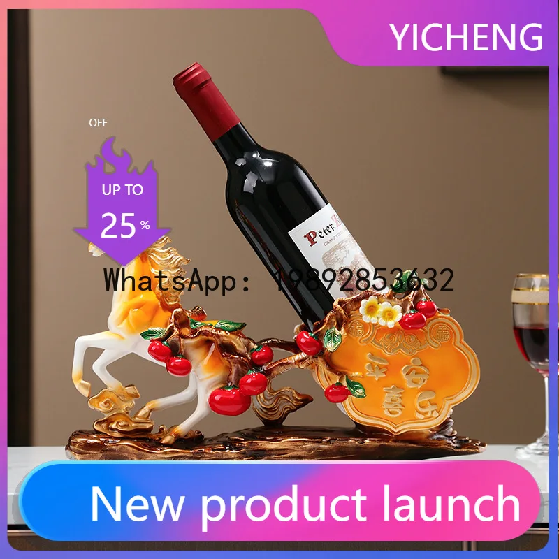 

Hys wine rack ornament, wine cabinet decoration, peace & joy horse figurine for living room or office