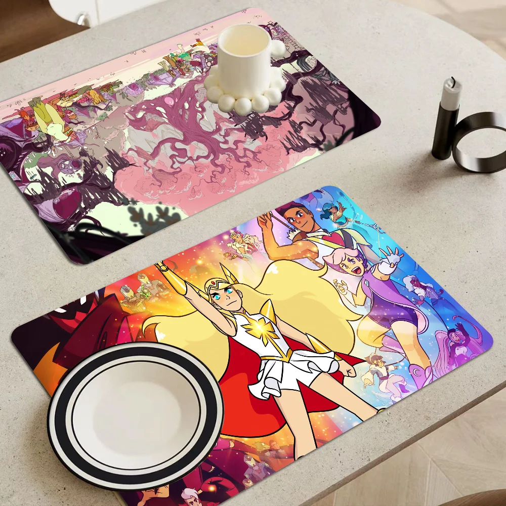 

She-Ra And The Princesses Of Power Super Absorbent Coffee Mat Dish Draining Mat Large Kitchen Drying Mat Quick Dry Bathroom