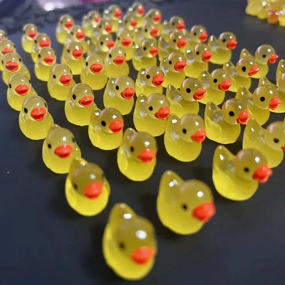 50PCS Glowing Mini Resin Little Ducks Moss Microlandscape Miniature Duck Figurines Fairy Garden Accessories Home Decor Toys