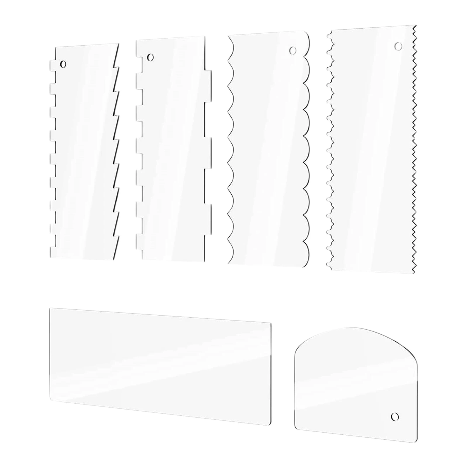 Transparent Acrylic Cake Scraper Set Icing Smoother Comb Fondant Spatula Baking Tools for Multi Layer Buttercream Cake Decor