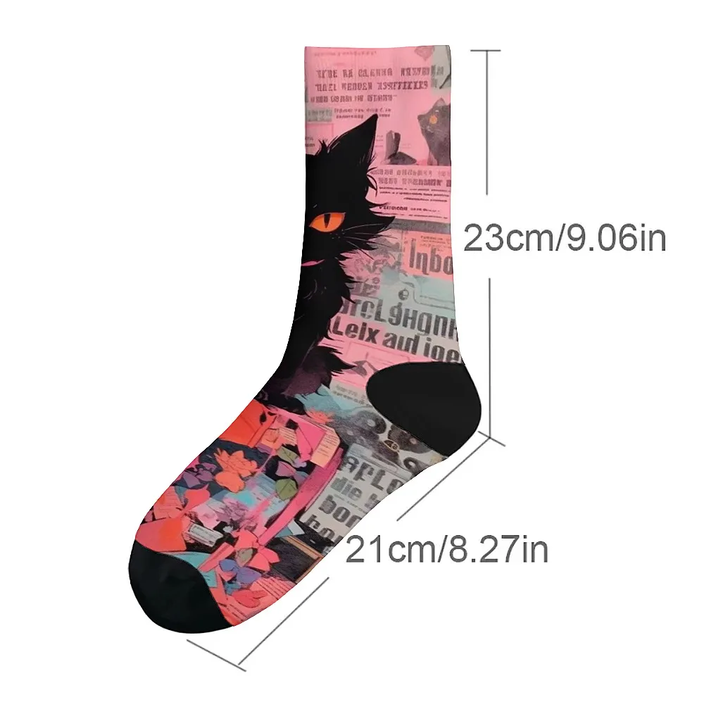 Nuevos calcetines de moda para hombre, calcetines con estampado de gato divertido de dibujos animados, cómodos y suaves, estilo de tendencia hip hop, deportes de ocio al aire libre.