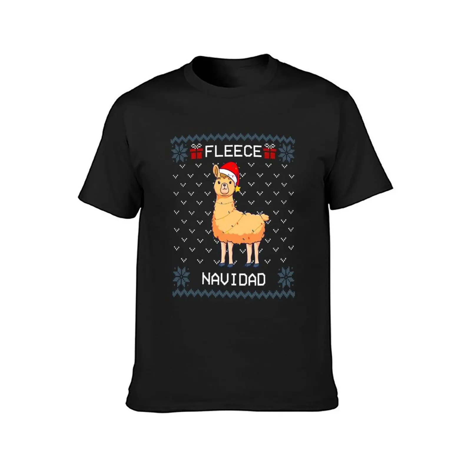 Fleece Navidad Feliz Llama Ugly Christmas Sweater Alpaca T-Shirt for a boy plain oversized t shirt men