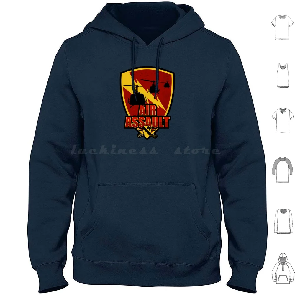 Air Cav Air Assault Hoodie Cotton Long Sleeve Us Army Us Cavalry Solider Veteran Vietnam First Cavalry Division Helicopter