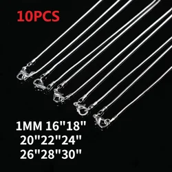 10pcs 925 sterling silver 16-30inches fine 1MM snake chain necklace for women fashion party wedding Jewelry Accessories gifts