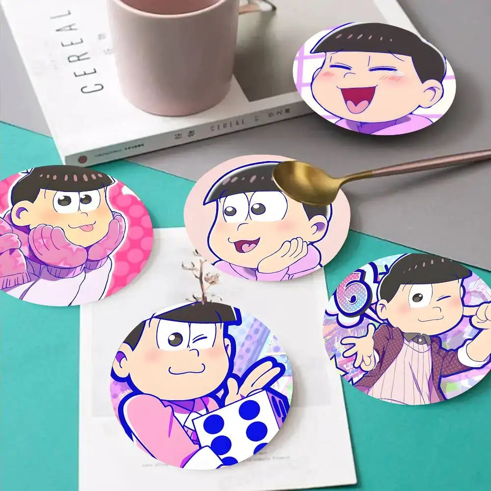 1pc Todomatsu Matsuno  Anime characters Wooden Coaster Colour Printing Cup Mat Home Desk Decoration Gifts