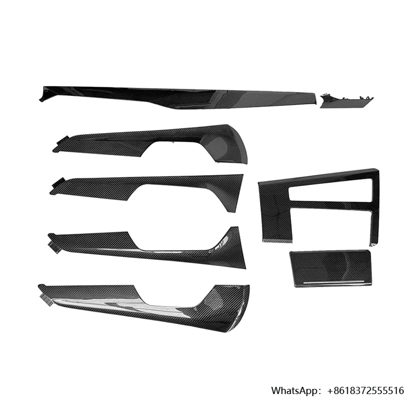 

8pcs Replacement Carbon Fiber Interior Trims Dashboard Cover Panel Center Console Cover for A6 C8