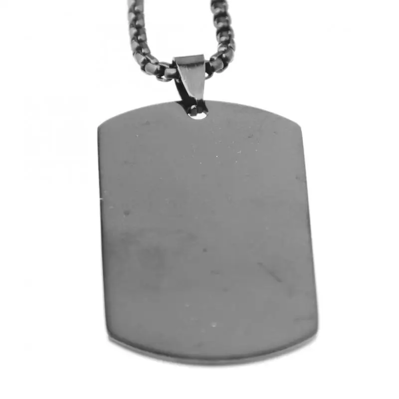 High Quality Titanium Steel Glossy Square Pendant Dog Tag Necklace Men\\\'s Punk Hip Hop Trend Jewelry