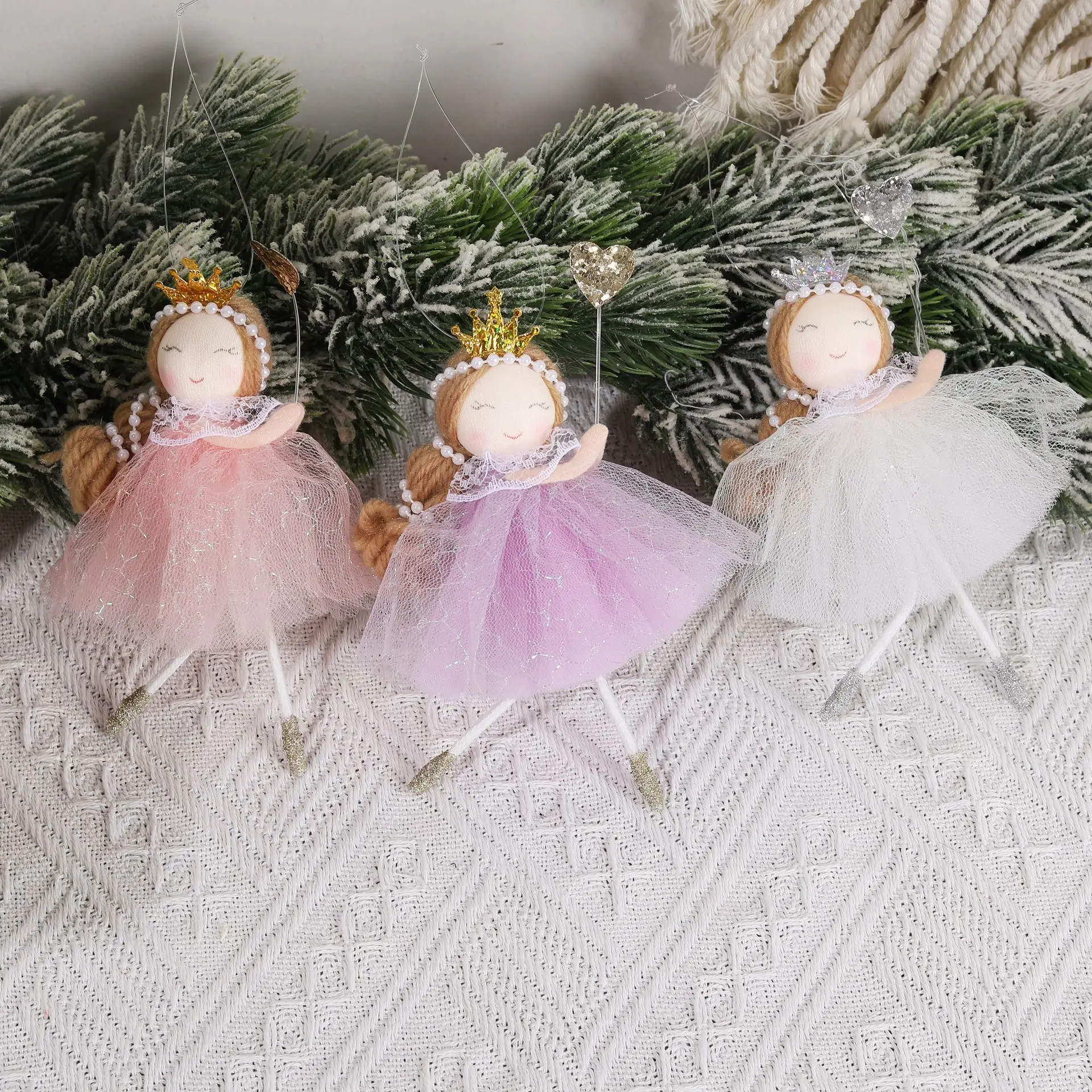 Cartoon Peach Heart Crown Girl Princess Doll Pendant Creativity Angel Girl Princess Christmas Tree Pendant Room Decoration