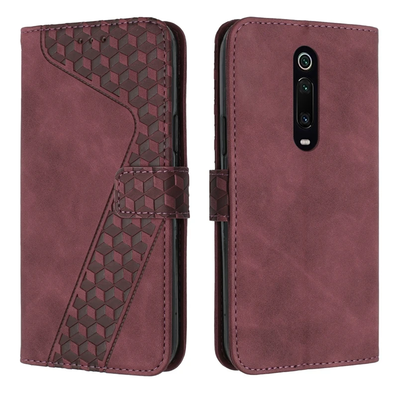 Mi 9T Case For Xiaomi Mi 9T Cover 3D Geometric Lattice Leather Flip Wallet Case on sFor Xiomi Xiaomi Mi9T 9 T Pro Phone Cases