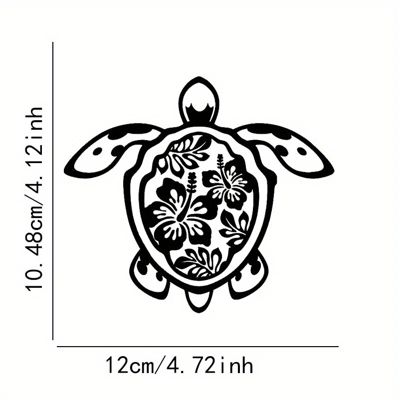 A turtle sticker - Vinyl Self Adhesive Car Sticker with Hawaiian Floral Design，Durable Outdoor Vehicle Decoration