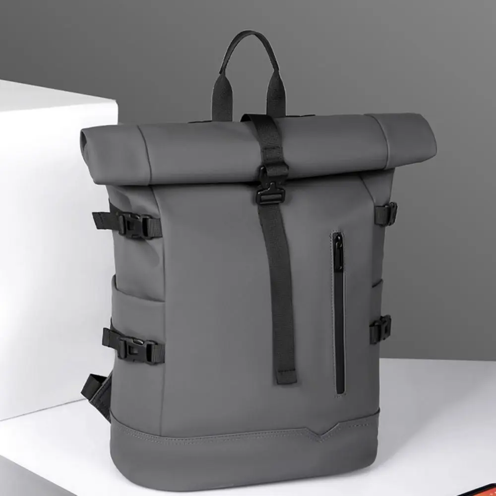 

Rolled Type Men's Backpacks Waterproof Large Capacity Laptop Backpack Casual Solid Color Business Backpack for Men