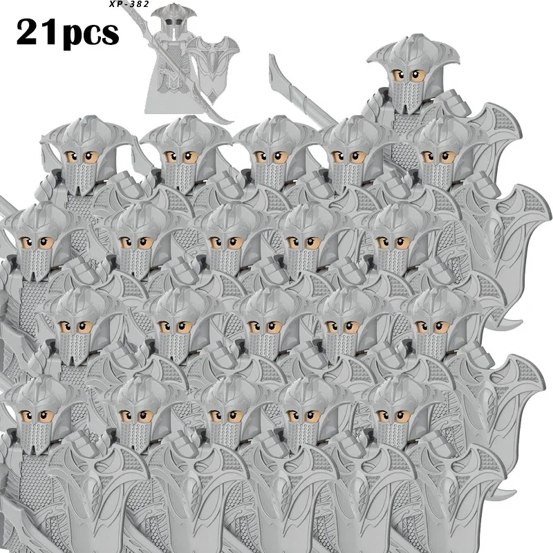 21 pièces anneaux de seigneur elfes Orcs armée naine Rohan Mini figurines de jouets d'action blocs de construction jouets d'assemblage pour enfants cadeau d'anniversaire