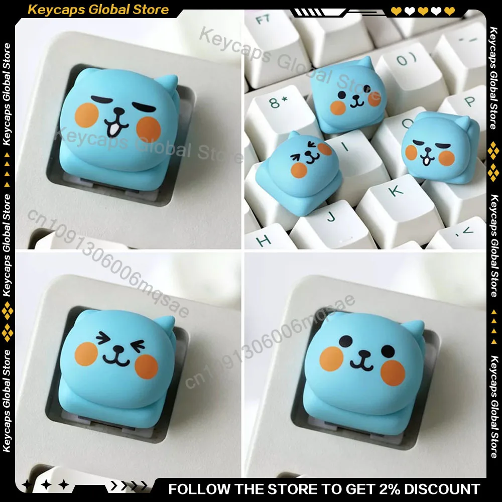 Qoo Series Keycap Resin Material Personalized Creative Cute Blue Artisan Keycap for Mechanical Keyboard Customized Keycap