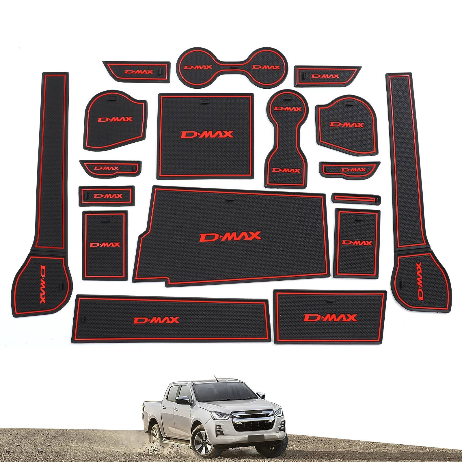 ZUNDUO Anti-Slip Gate Slot Cup Mat for ISUZU D-MAX 2021 - 2023 DMAX Non-Slip Door Groove Pad Car Interior Accessories Coaster