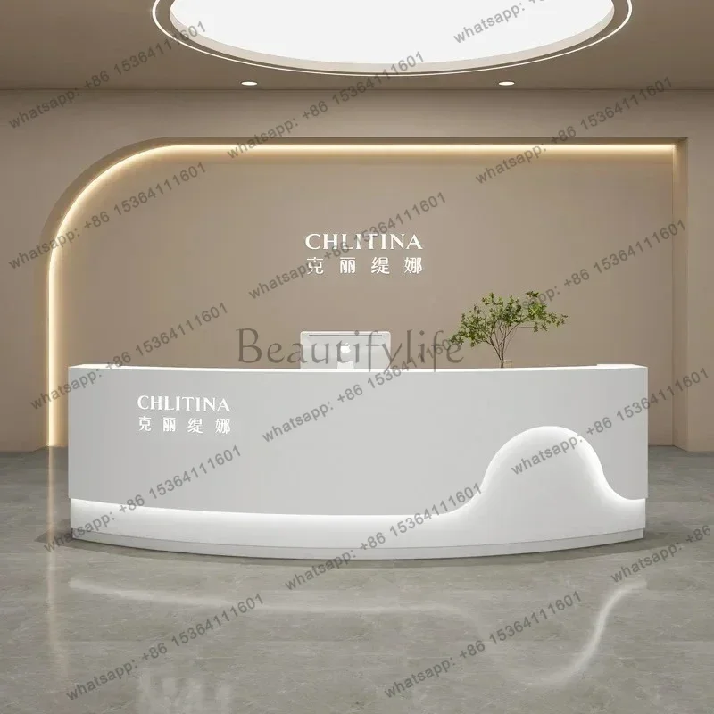 LJY Podium Stands Desk Furniture For Aesthetic Prescription Desk Salon Modern Reception Salon Entrance Table Beauty Salon Recept