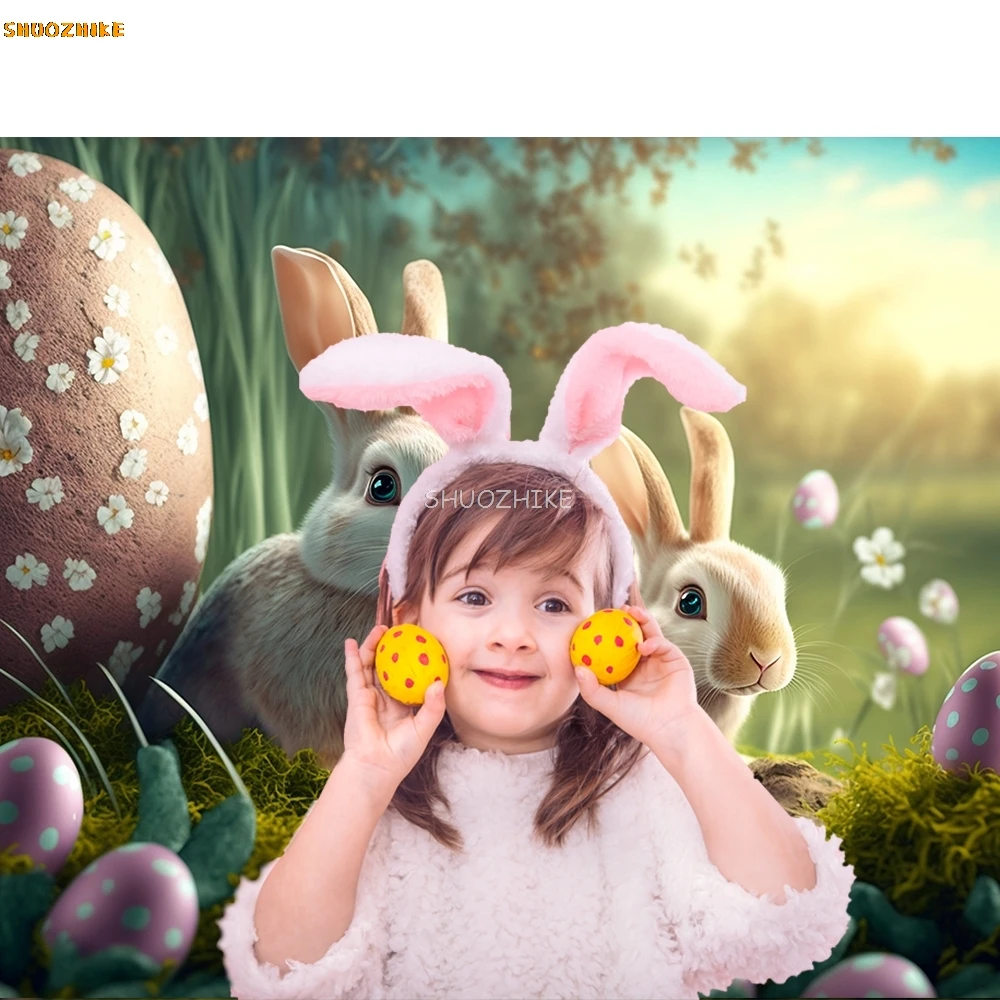 Beenle Ostern Fotografie Hintergrund Frühling Hase Eier Blumen Garten Neugeborenen Baby Porträt Photo Hintergrund für Foto Studio