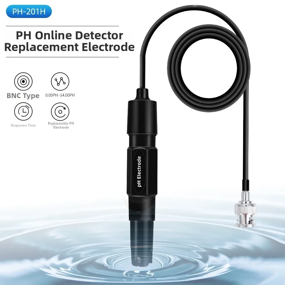 Acid Base 201H PH Electrode Probe BNC Connector Replacement Sensor For Water Quality Testing Aquaculture Fish Tank Pool Lab