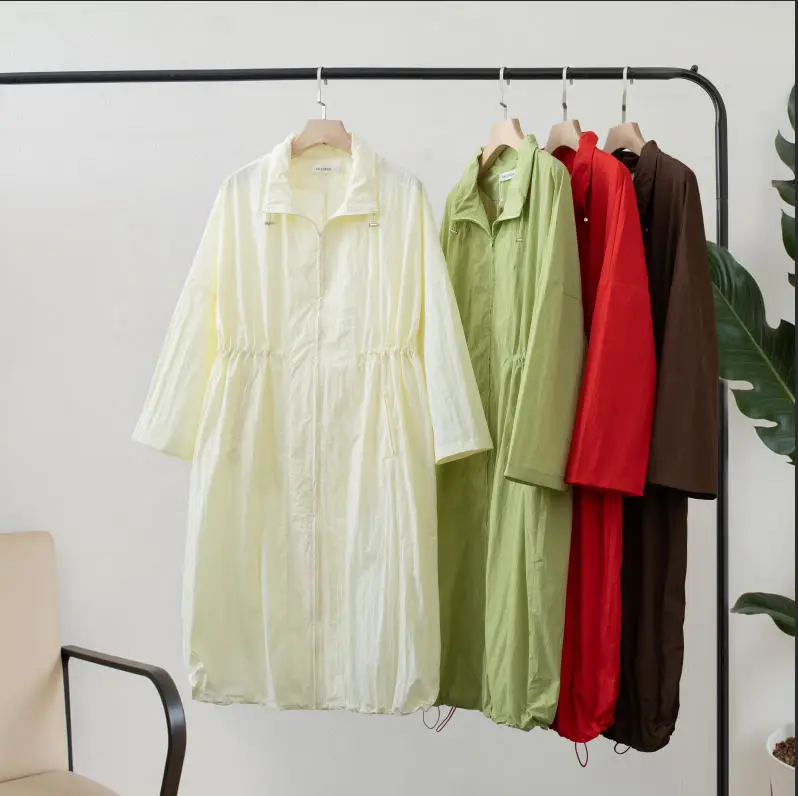 2025 Women Fashion Fall / Autumn  trench coat Female outerwear blue Khaki