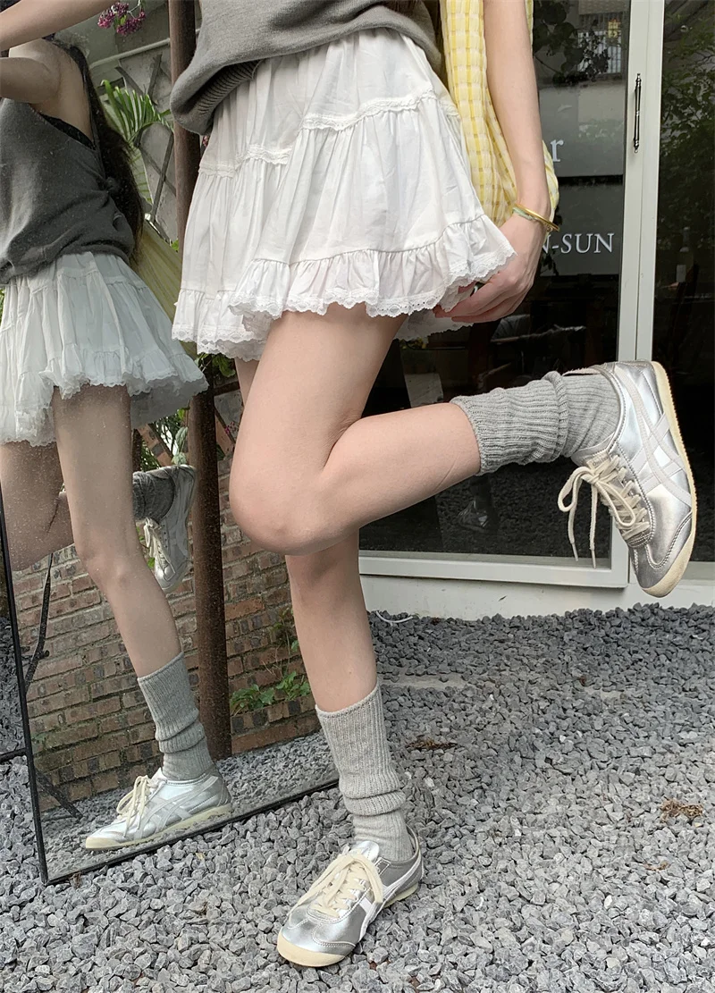 Korean Summer Saia Patchwork Lace Big Swing A-line Skirt Mini Skirts Women Clothing 2025 Faldas Mujer De Moda Fashion Sweet Jupe