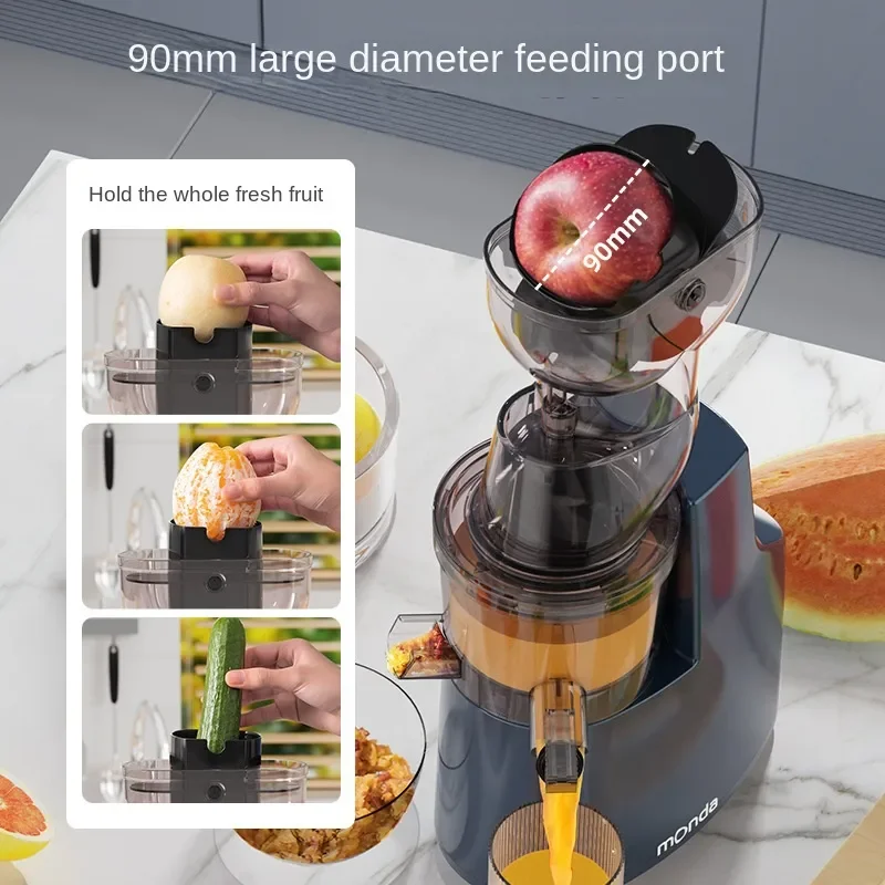 Monda-Juicer Original com Separação de Resíduos, Máquina de suco totalmente automático, Grande Calibre, Espremedor de Laranja