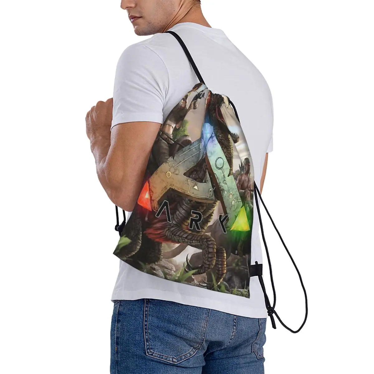 

Day Gift Ark Survival Evolved Cool Backpacks Multi-function Drawstring Bags Sundries Bag Book Bags for Man Woman School