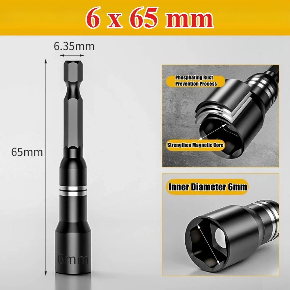 10/7/6 stücke Hex Magnetische Steckschlüssel Buchse Elektrische Bohrer Werkzeug Zubehör Auto Reparatur Werkzeug Auswirkungen Verlängerung Buchse Adapter – Detail 2