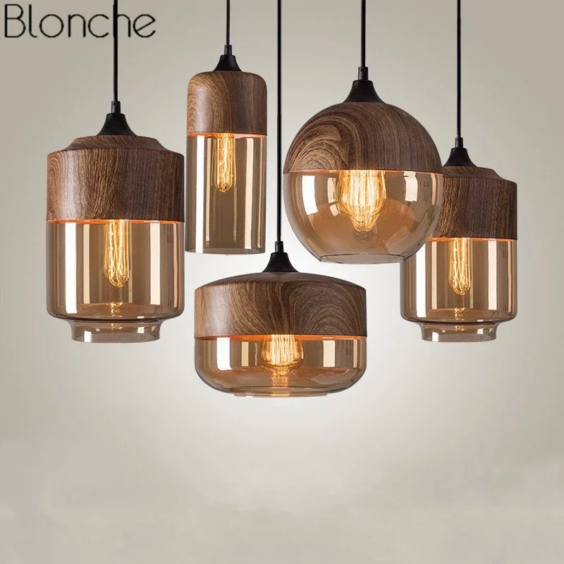 Modern Loft Retro Glass Pendant Lights Dining Room Kitchen Vintage Iron Hanging Light Fixtures Industrial Lamp Home Decor E27