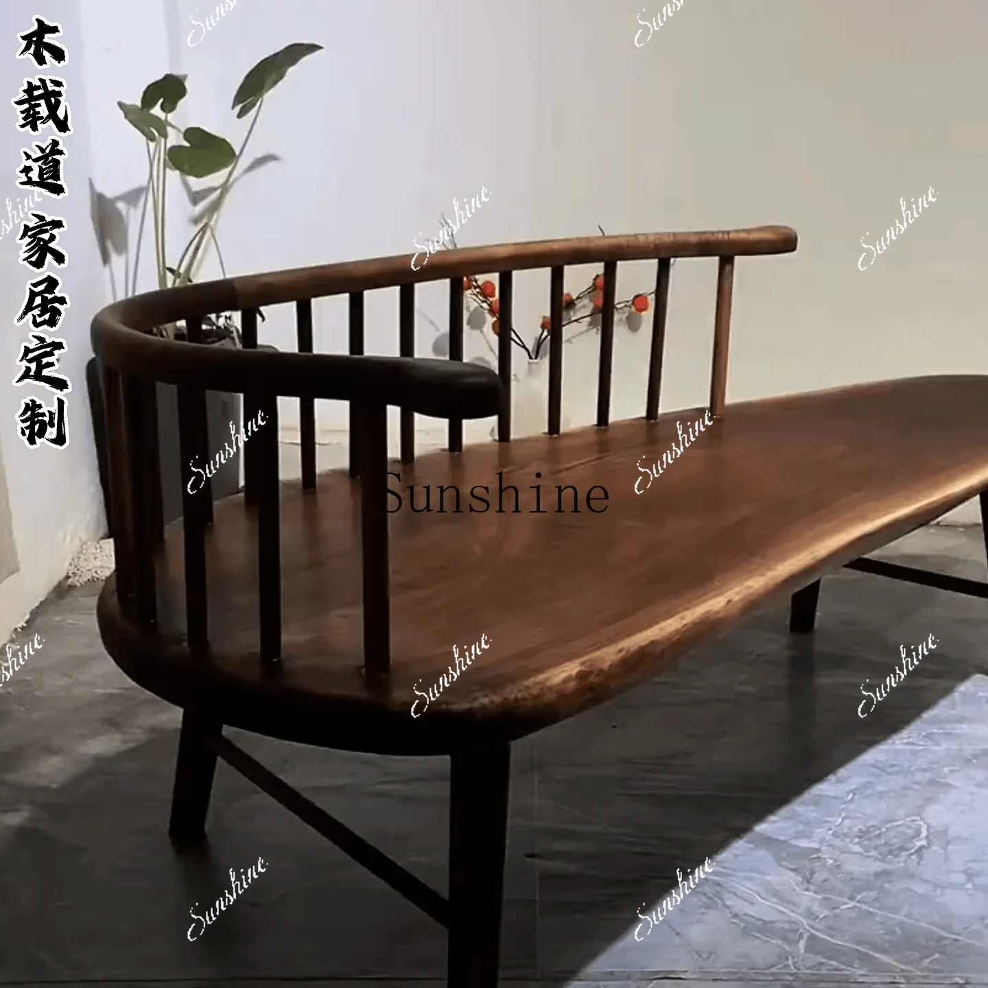 Song style living room chaise longue solid wood simple sofa chair  FT