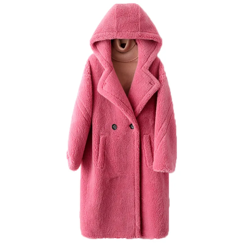 Manteau à capuche en peluche pour femmes, veste de Style Teddy de longueur moyenne, nouveaux vêtements d'extérieur décontractés d'hiver, fausse fourrure chaude