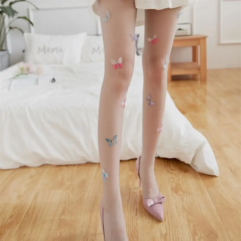 Explosion Hand-Made Butterfly Stockings Hooking Pearl Bikini Pantyhose Tights Women