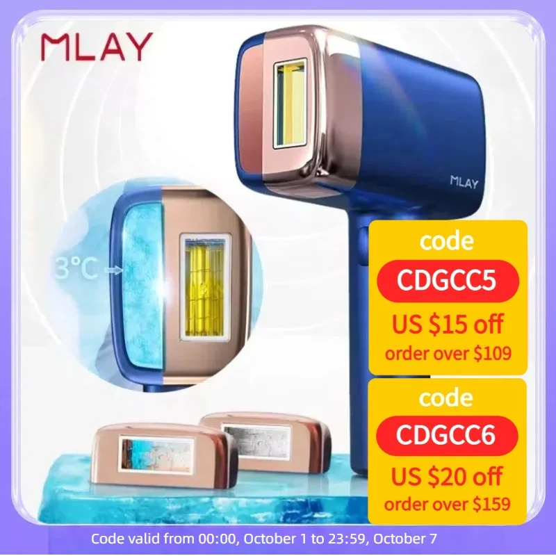 MLAY T14 Laser Hair Removal Device Ice Cooling IPL Laser Epilator Home Use Depilador for Women Replaceable Laser Hair Removal