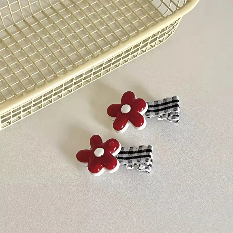 

2 шт. красные заколки для волос, милые детские заколки-бантики в клетку, боковые заколки-зажимы, детские аксессуары для волос