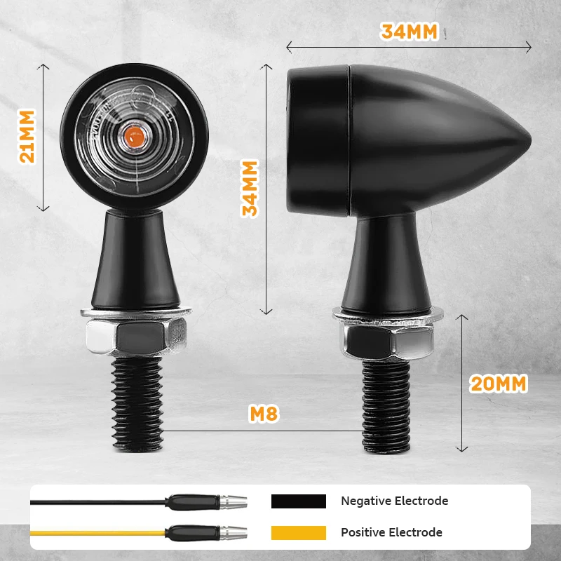 Motorcycle LED Turn Signal Light Bullet Moto Clignotant Flashing Lamp Mini LED Turn Signal Lights 12V 8mm Motorcycle Indicators