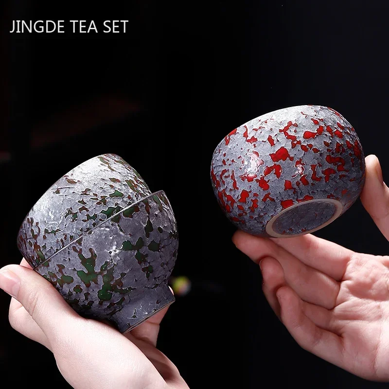 Chinese Antique Kiln Change Ceramic Teacup Travel Personal Tea Bowl Handmade Home Tea Set Accessories Portable Master Cup