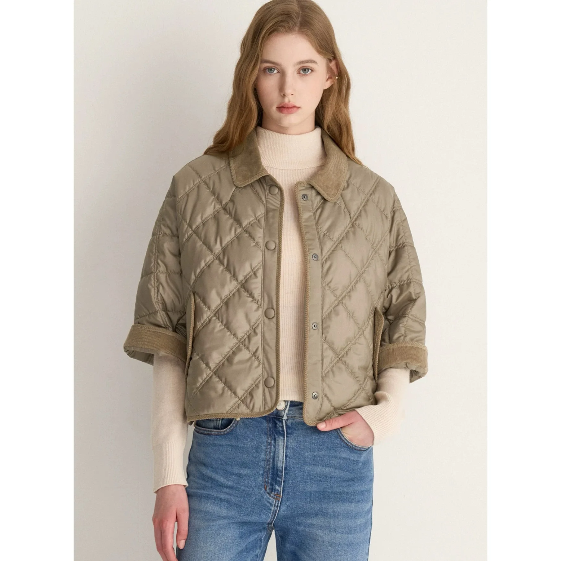 

Lemon Cheese MIN25 Осеннее ортопальто Повседневное вельветовое f Sve Cowl Ne Vest Button Pure Color Commute Sle Женское Jaet